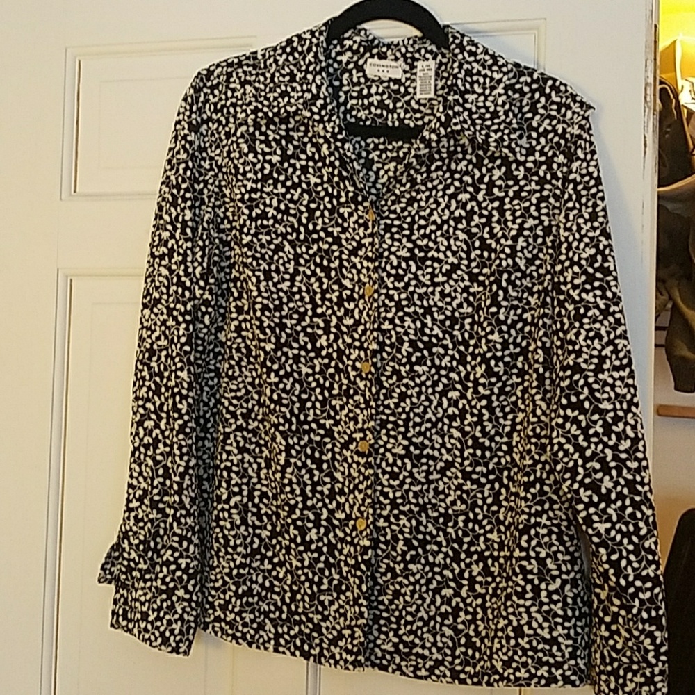 Black and white collared dress shirt